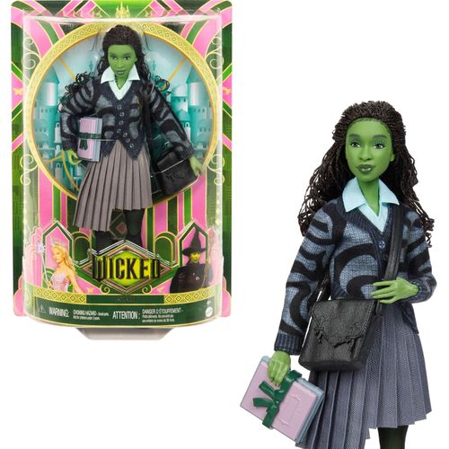 Mattel Wicked Muñeca Elphaba de la Universidad Shiz con uniforme y accesorios