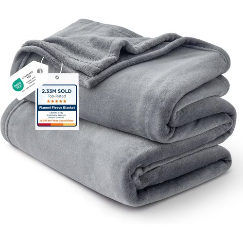 Bedsure Manta de forro polar GentleSoft tamaño Queen, gris