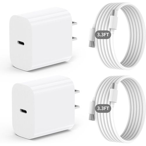 Paquete de 2 cargadores de pared USB-C PD de 20 W, blanco