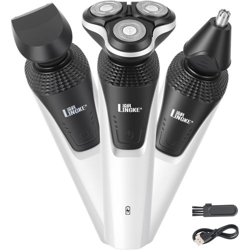 Maquinilla de afeitar eléctrica para hombres, rasuradora eléctrica giratoria 3 en 1