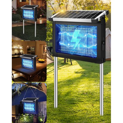 Solar Bug Zapper 4500 V, impermeable, trampas para moscas para patio