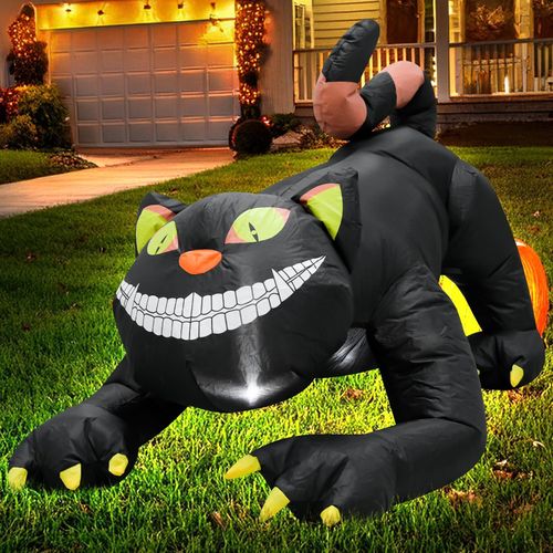 Decoración inflable de Halloween de gato negro de 4 pies con luces LED