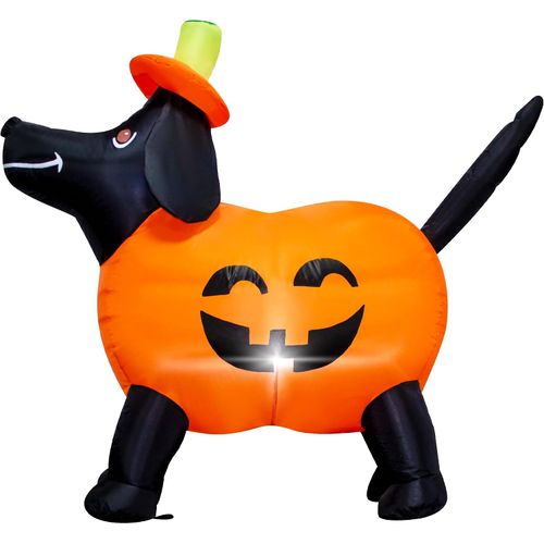 Decoración inflable de calabaza para perros de Halloween de 4 pies de largo