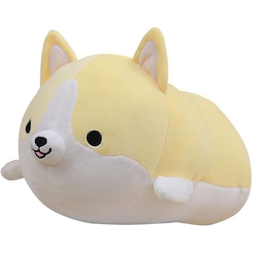 Cojín de peluche Corgi amarillo, suave y esponjoso