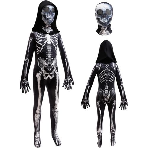Disfraz de esqueleto de Halloween para niños, disfraz de esqueleto aterrador