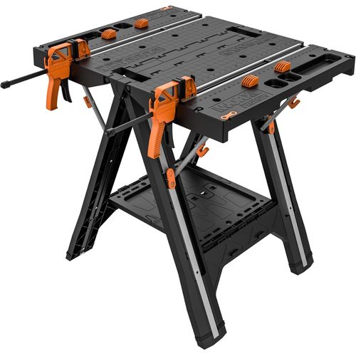 mesa de trabajo multifunción y Sawhorse con abrazaderas rápidas y tenazas de sujeción