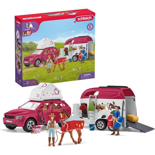 Juego de Camping de Coche y Remolque de 110 Piezas con Divertidas Figuras de Caballos