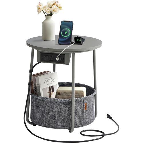 Moderna mesita de noche pequeña con puertos USB para sala de estar, dormitorio