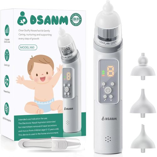 Aspirador nasal para bebé, succión eléctrica de nariz, 5 niveles de succión.