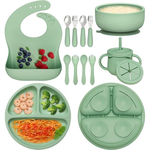 Juego de alimentación de bebé de silicona 13pcs para el destete