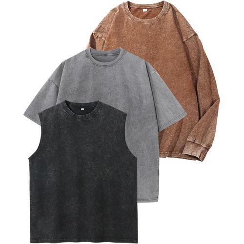 Paquete de 3 camisetas de algodón para hombre, estilo vintage