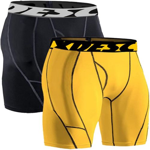 Shorts de compresión para hombre con bolsillo y cordón, algodón elástico