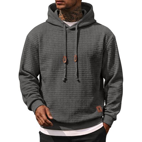 Sudadera con capucha para hombre, casual, de manga larga, con cordón