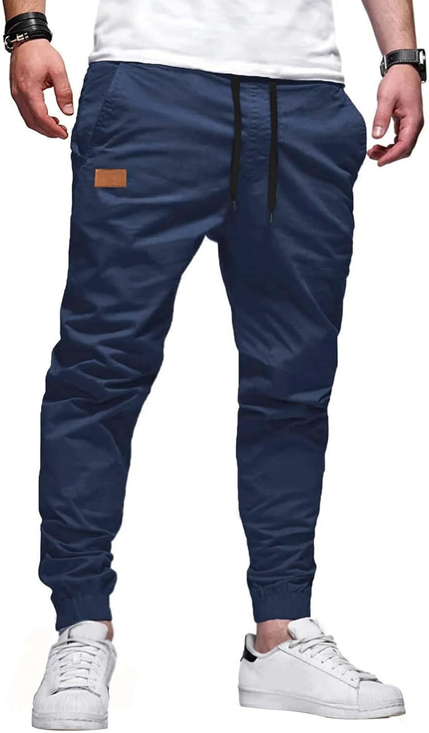 Pantalón tipo jogger para hombre en algodón elástico con cordón
