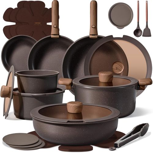 Juego de cocina antiadherente de 27 piezas con asas desmontables