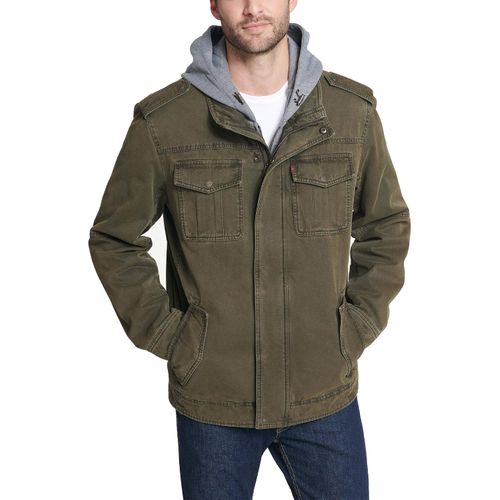 Levi's Chaqueta militar para hombre en algodón con capucha desmontable