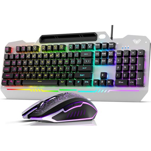 Combo de teclado iluminado de 104 teclas y mouse de hasta 7200 DPI