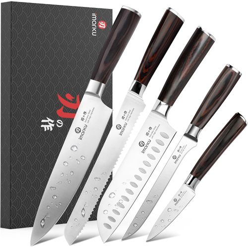 imarku Juego de cuchillos de cocina de 5 piezas, juego de cuchillos