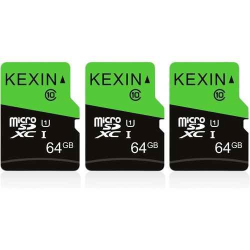 Tarjeta Micro SD de 64 GB, paquete de 3 con adaptador SD