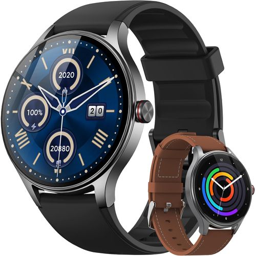 Fitpolo Reloj inteligente para hombre Android y iPhone (2 bandas negro