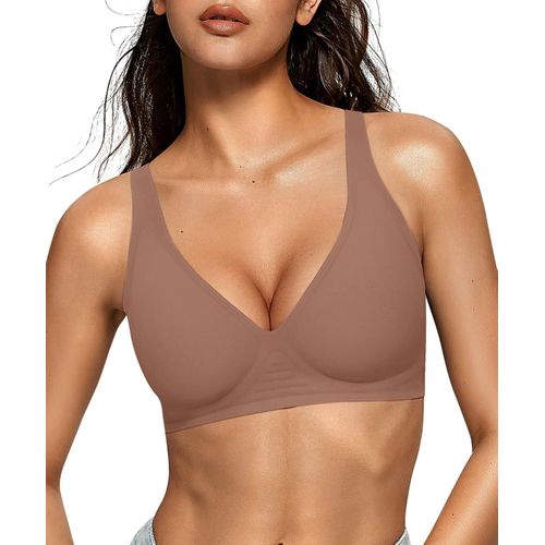 OEAK Brasier de gelatina para mujer, sin varillas, con escote en V profundo