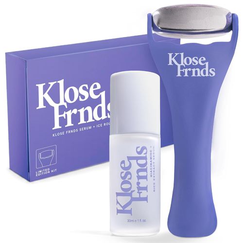 Kit de suero facial de extracto de niacinamida y arroz + rodillo de hielo