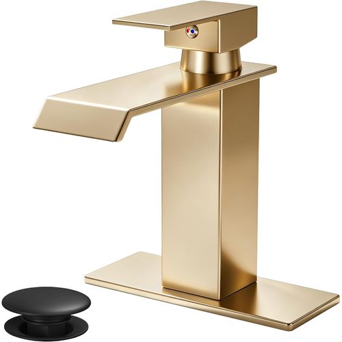 Grifo de baño dorado mate tipo cascada, monomando