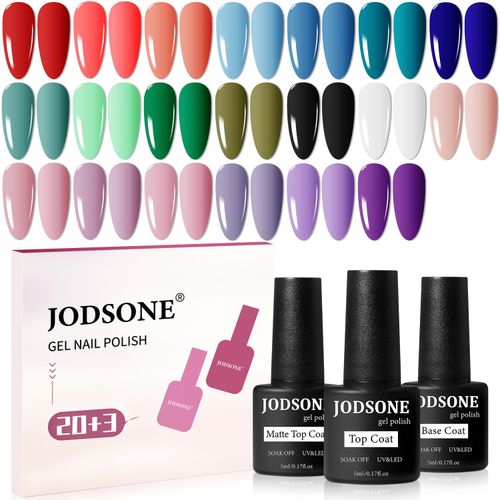 Set de 23 esmaltes en gel, 20 colores y capas de acabado