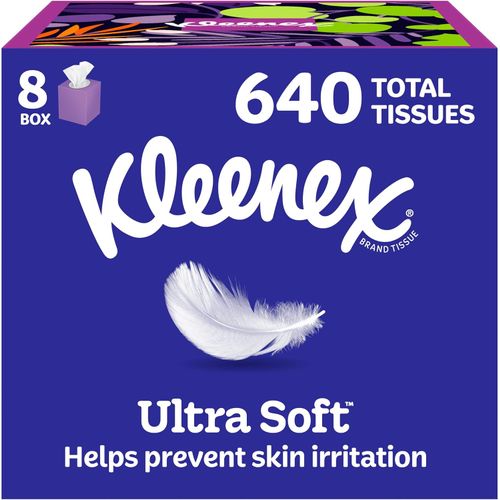 Kleenex pañuelos faciales ultra suaves de 3 capas, 8 cajas