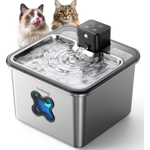 Fuente de agua inalámbrica para gatos en acero inoxidable de alta resistencia, 3.2L