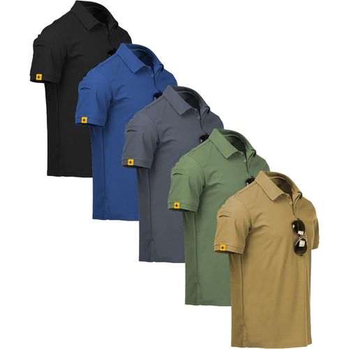 Paquete de 5 polos deportivos para hombre, manga corta