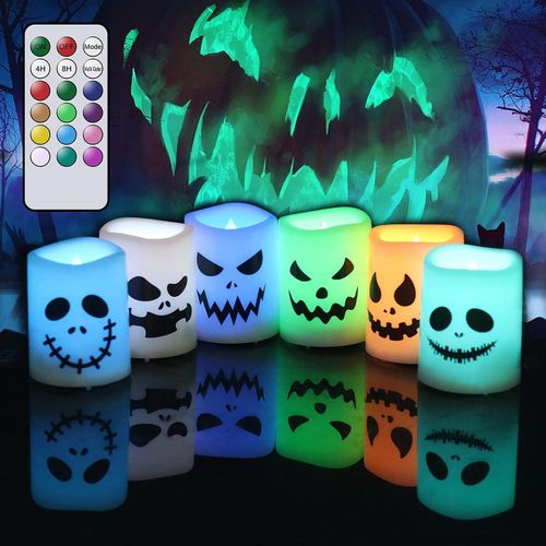 Velas votivas sin llama de Halloween que cambian de color con