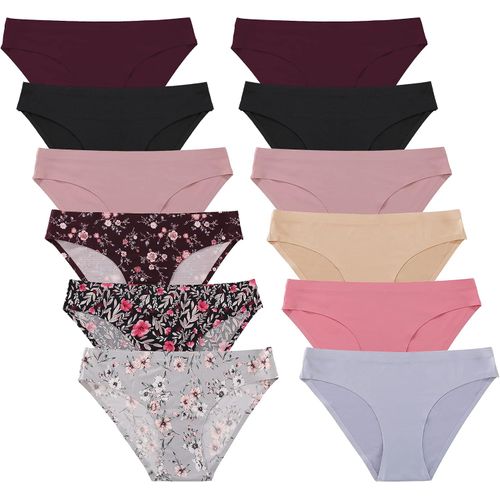 FINETOO Paquete de 12 unidades de ropa interior de corte hipster sin costuras para mujer