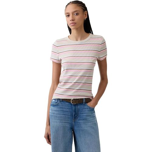 GAP Top de punto acanalado de manga corta para mujer