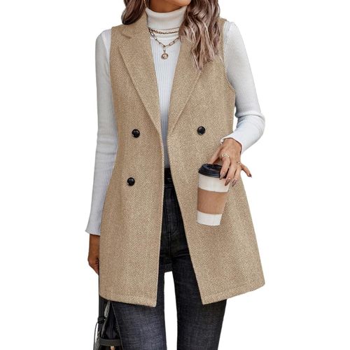 IDEALSANXUN Chaleco largo para mujer, cárdigan, ropa de abrigo