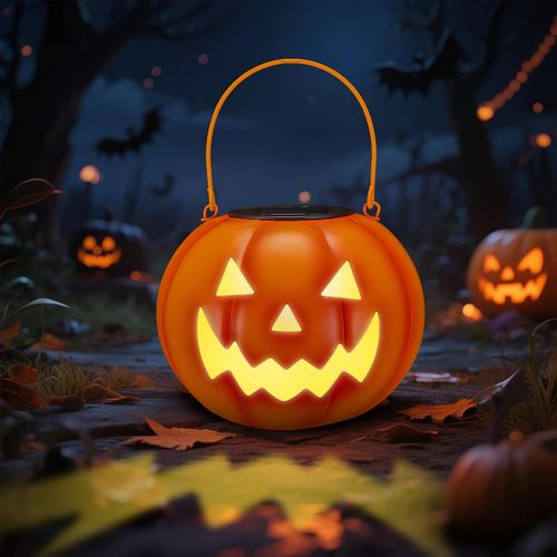 Decoraciones de Halloween al aire libre, luces solares de calabaza