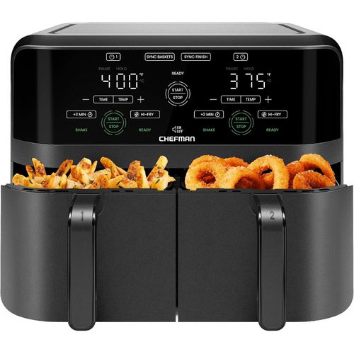 Chefman freidora de aire de doble canasta de 5,7 L con Sync Finish