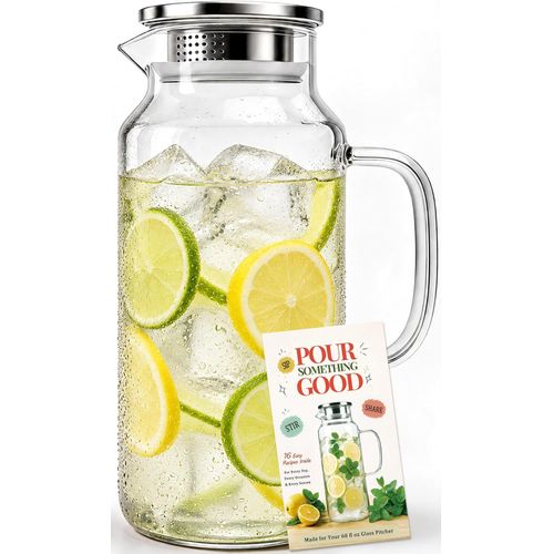 Jarra de vidrio borosilicato de 2 L con tapa y colador