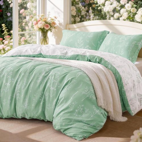 Juego de Edredón Queen Floral Reversible, 3 Piezas
