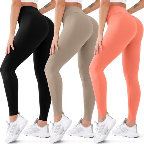 Pack de 3 leggings de cintura alta con levantamiento de glúteos y control de abdomen