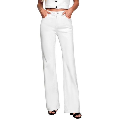 GRAPENT Pantalones de mezclilla de mujer con pierna ancha, de tiro alto