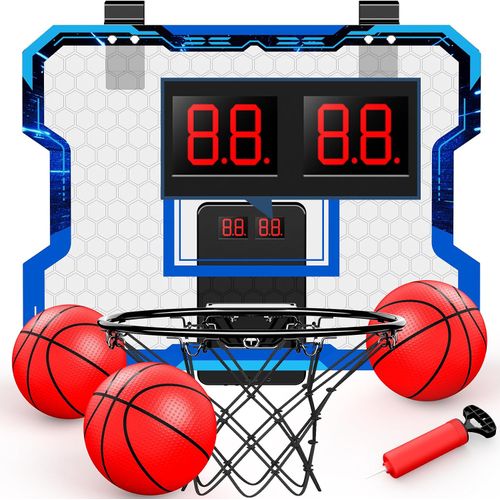 Aro de Baloncesto para Puerta con Marcador Electrónico y 3 Bolas