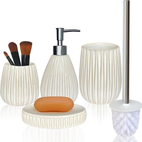 Juego de Baño de Cerámica Blanco, 4 Piezas
