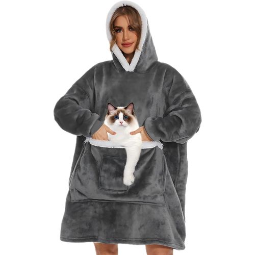 Sudadera Manta Sherpa con Capucha y Bolsillo Gigante, Talla Única