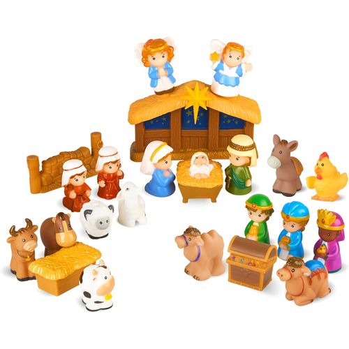 Juego de Belén para niños – 25 piezas de Navidad con figuras, juguetes de goma suave