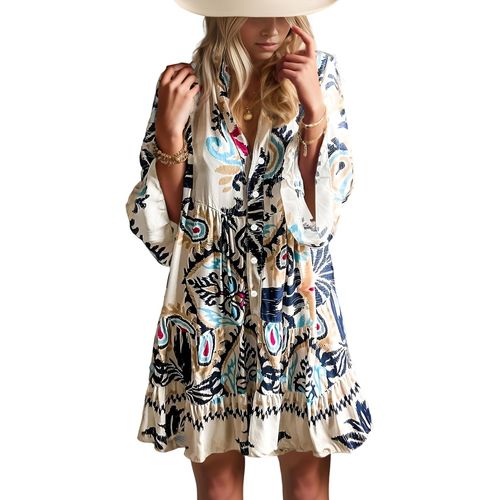 Opemiby Vestidos de verano para mujer manga acampanada 3/4