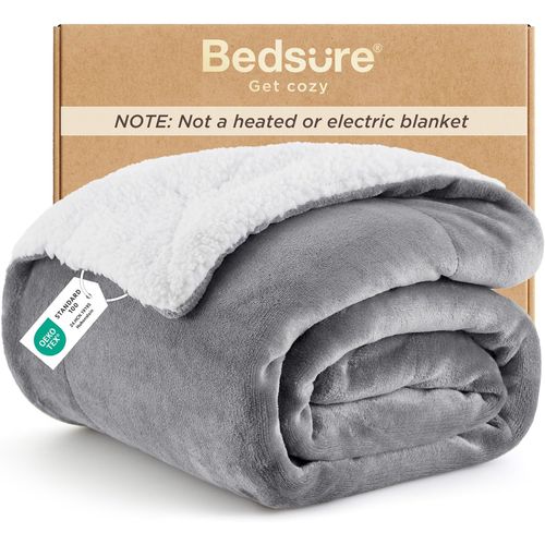 Manta Sherpa Reversible para Sofá, Gris, 127 × 152 cm
