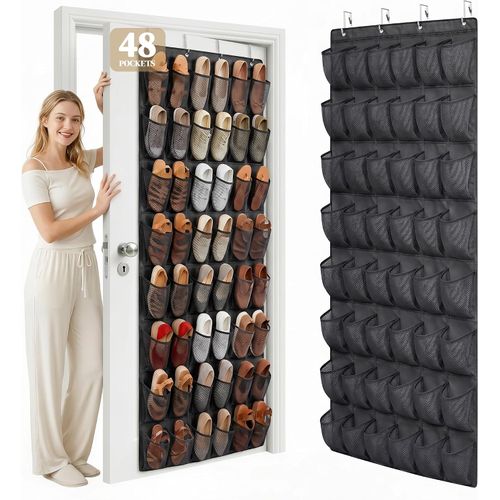 Organizador de Zapatos para Puerta, 48 Bolsillos, Negro