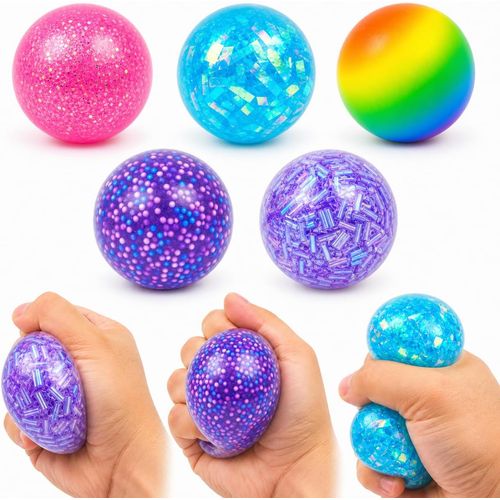 Juego de 5 Pelotas Sensoriales Antiestrés con Diseños Coloridos