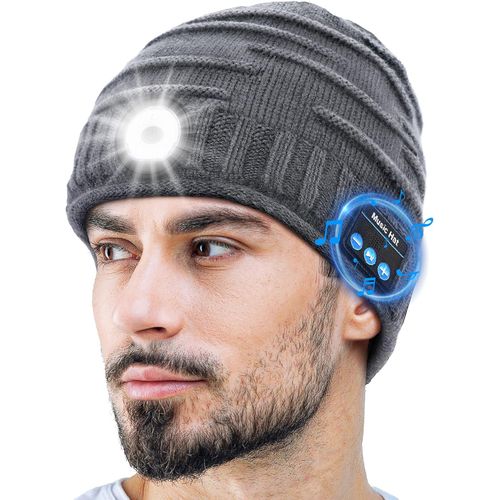 Gorro Bluetooth con Luz LED Recargable, Acrílico, Talla Única